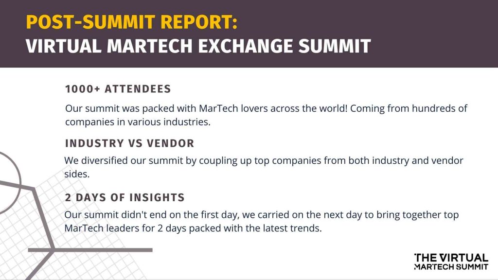 Post-Summit report banner of the Virtual MarTech Exchange Summit