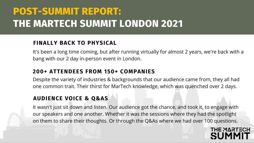Post-summit report banner of the MarTech Summit London