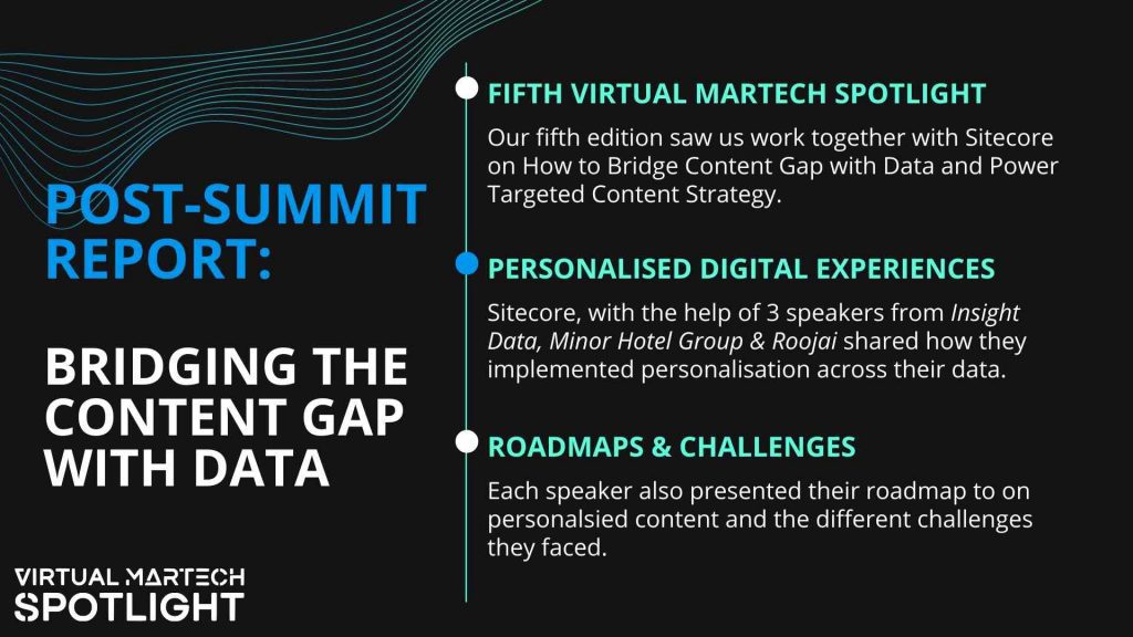 Post-summit report banner of the Virtual MarTech Spotlight: Bridging the Content Gap with Data