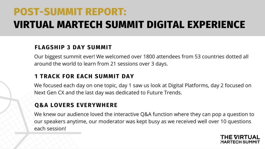 Post summit report banner of Virtual MarTech Summit Digital Experience